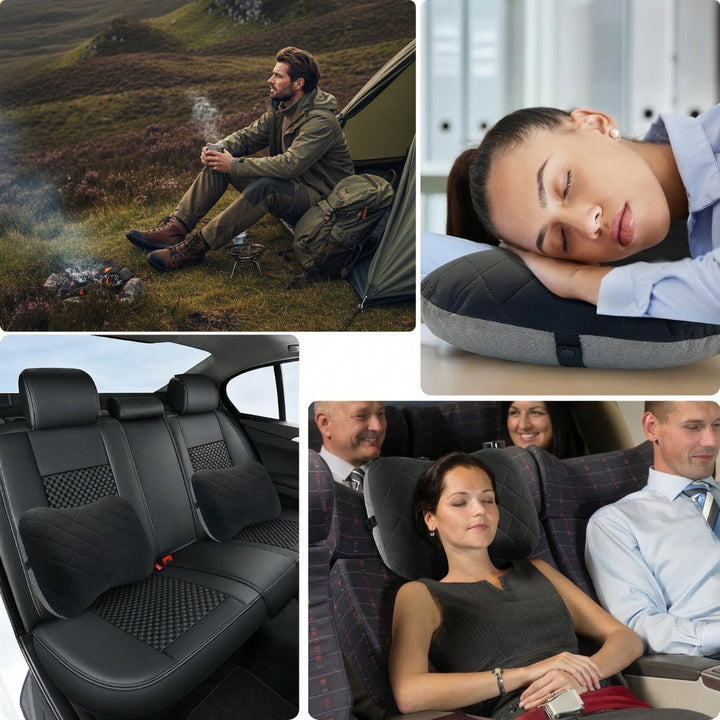 Ergonomisk nakke støtte – Oppblåsbar og lett – Lindrer nakkesmerter – Kompakt for fly og tog Luvikno