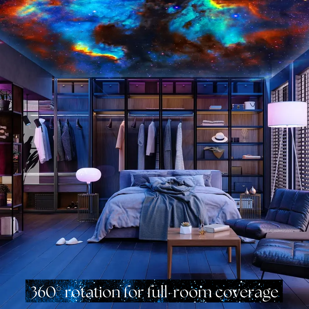 Planetarium Galaxy Projector - 360° rotasjon for full romdekning Luvikno
