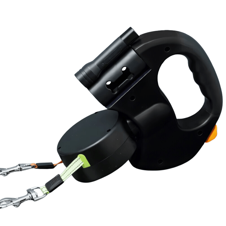 Luvikno | Duoglow Double Hundeleash med LED-lampe, 360° Rotterende Hengsel, 30 kg Kapasitet