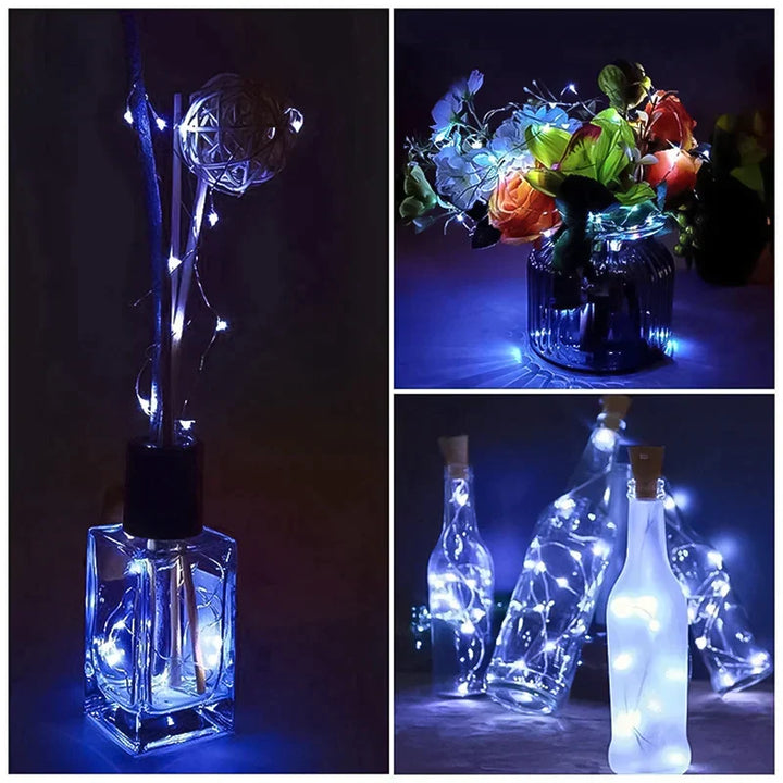 LED Vinflaske Lys Kork Nattlys DIY Dekor Hev - Bit | Luvikno