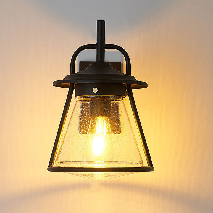 Vanntett Glass Cone Shade 1-Lys Utendørs Vegglampe | Luvikno