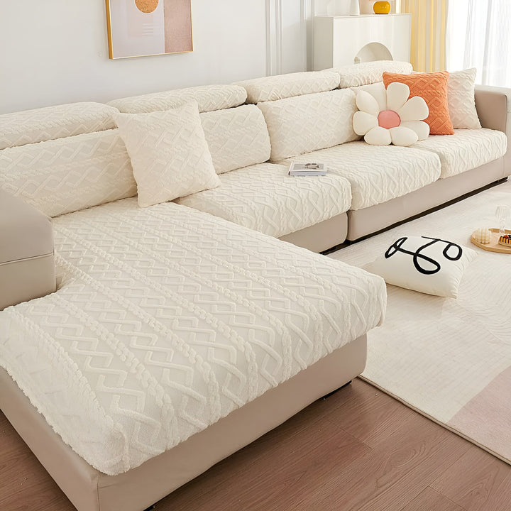 Samt-sofa trekk med diamantmønster – Myk & Luksuriøs | Perfekt passform for enhver sofa | Luvikno