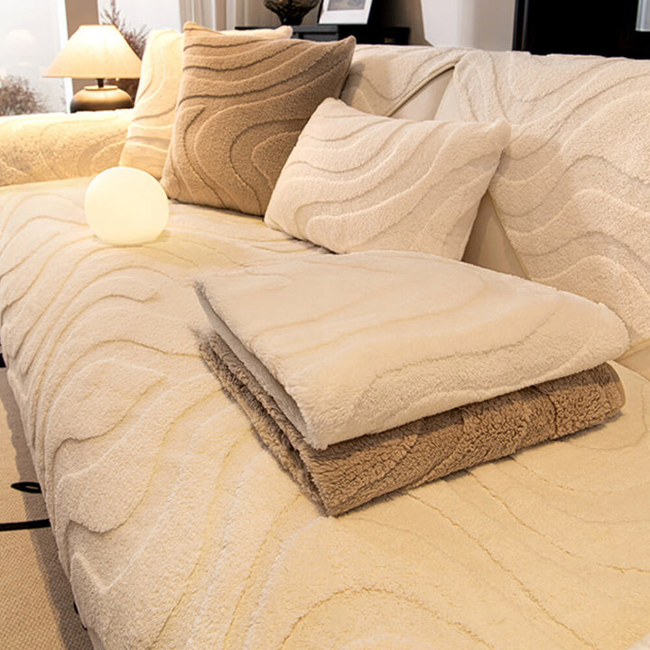 Varm Plush Bøyd Jacquard Rutsjefri Sofa Beskyttelsestrekk | Luvikno