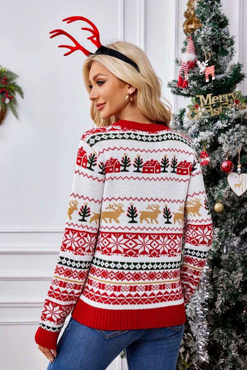 Luvik | Juleinspirert rundhals brodert genser