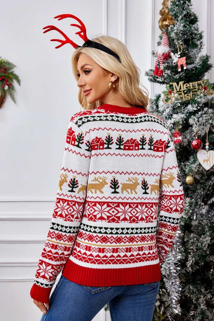 Luvik | Juleinspirert rundhals brodert genser