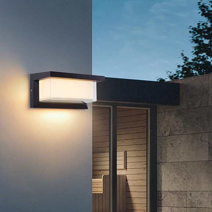 Moderne minimalistiske solrektangel PC LED utendørs vegglampe for utendørs patio | Luvikno