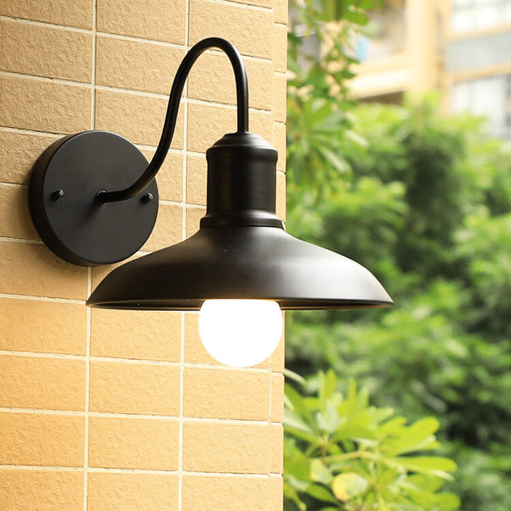 Retro Loft Dome Jern Utendørs Vanntett 1-Lyskilde Buet Arm Vegglampe | Luvikno