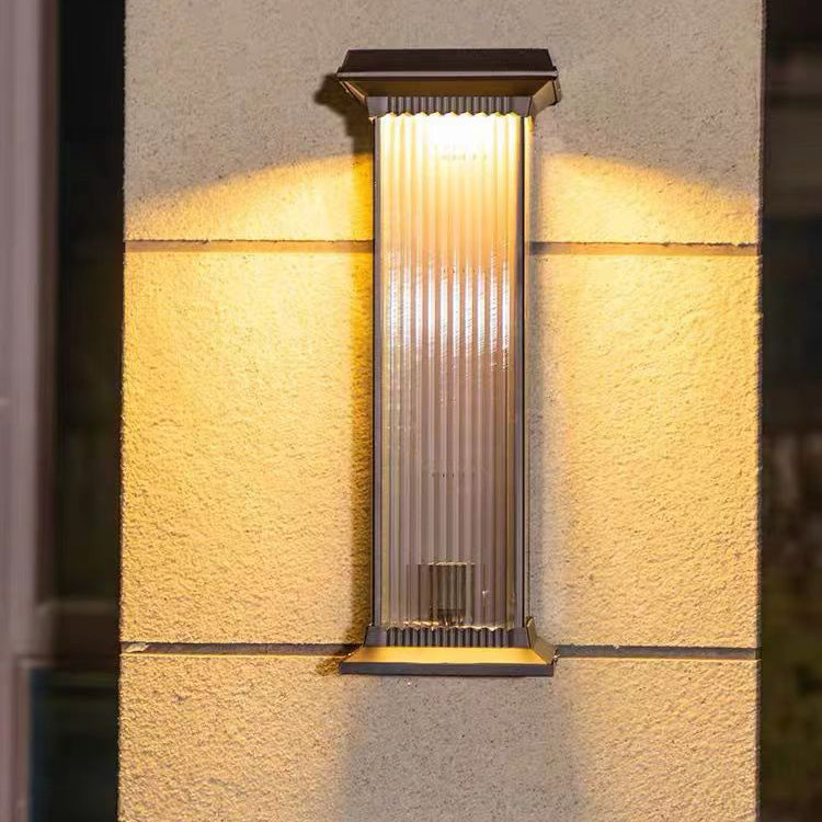 Moderne minimalistisk vanntett rektangulær aluminium glass 1/2 lys utendørs vegglampe for hage | Luvikno