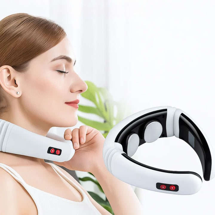 NeckEase | Vibrerende Nakke Massager – Smertelindring – Bærbar Design – Lindrer Stive Muskler – Stress & Spenningslindring Luvikno