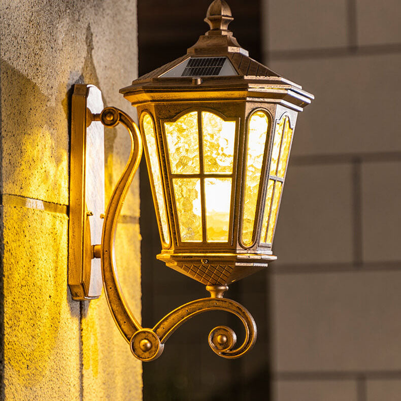 Europeisk sol utendørs lanterne aluminium glass vanntett 1-lykt vegg lampe | Luvikno