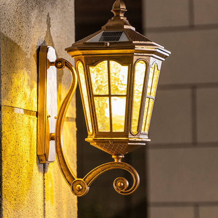 Europeisk sol utendørs lanterne aluminium glass vanntett 1-lykt vegg lampe | Luvikno