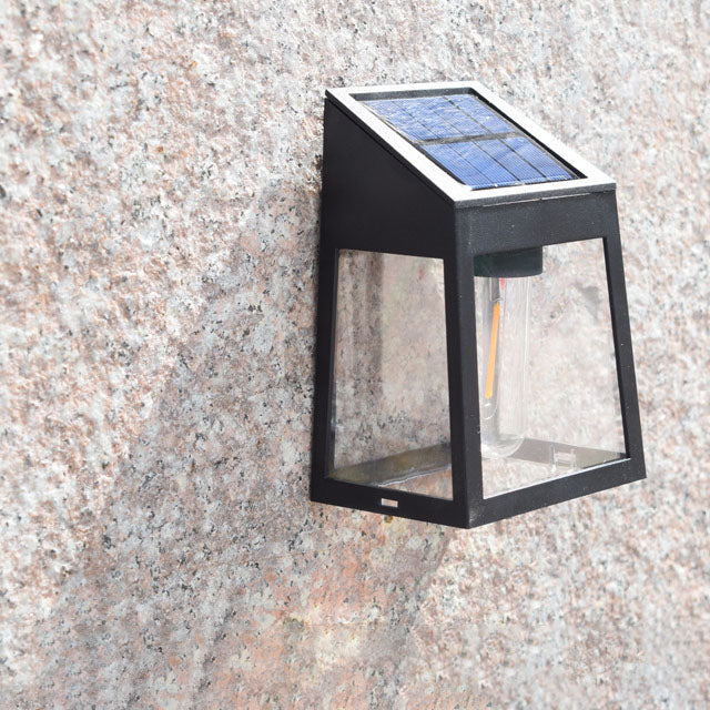 Moderne Firkantet Plast Solenergi LED Utendørs Vanntett Hage Landskap Vegglampe | Luvikno
