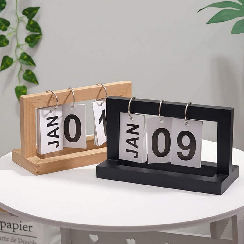 Dutch Teak Wood Skrivebordskalender | Luvikno