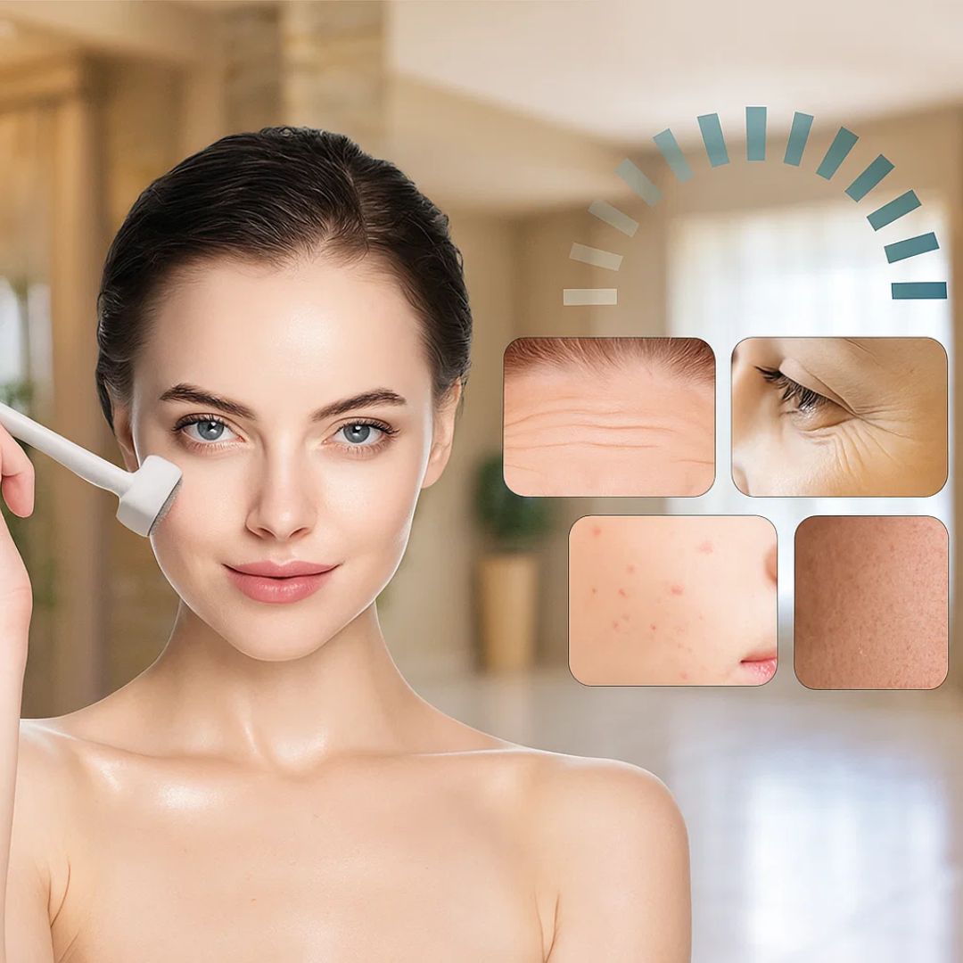 RevitaGlow | Microneedling Derma Stamp – Justerbar dybde – 140 nåler – Hud- og hårfornyelse Luvikno