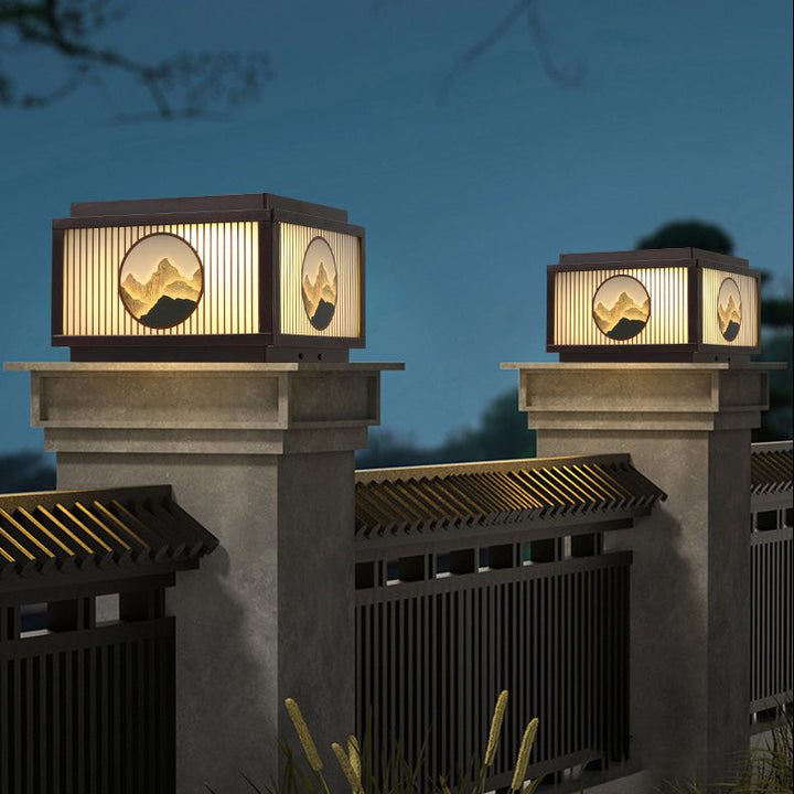 Moderne minimalistiske solvanntette firkantede aluminiums glass LED post hodelys for hage | Luvikno