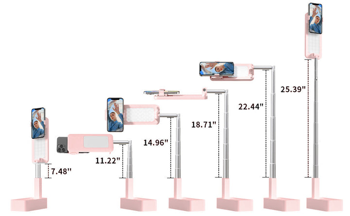Justerbar 90 cm telefonstativ med 360° rotasjon, innebygd lys og trådløs fjernkontroll - perfekt for videografi, vlogging eller direktesending Luvikno