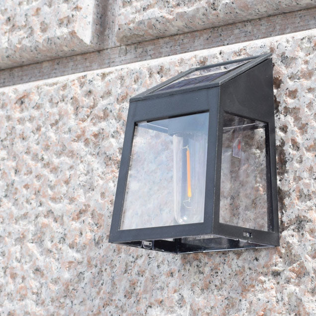 Moderne Firkantet Plast Solenergi LED Utendørs Vanntett Hage Landskap Vegglampe | Luvikno