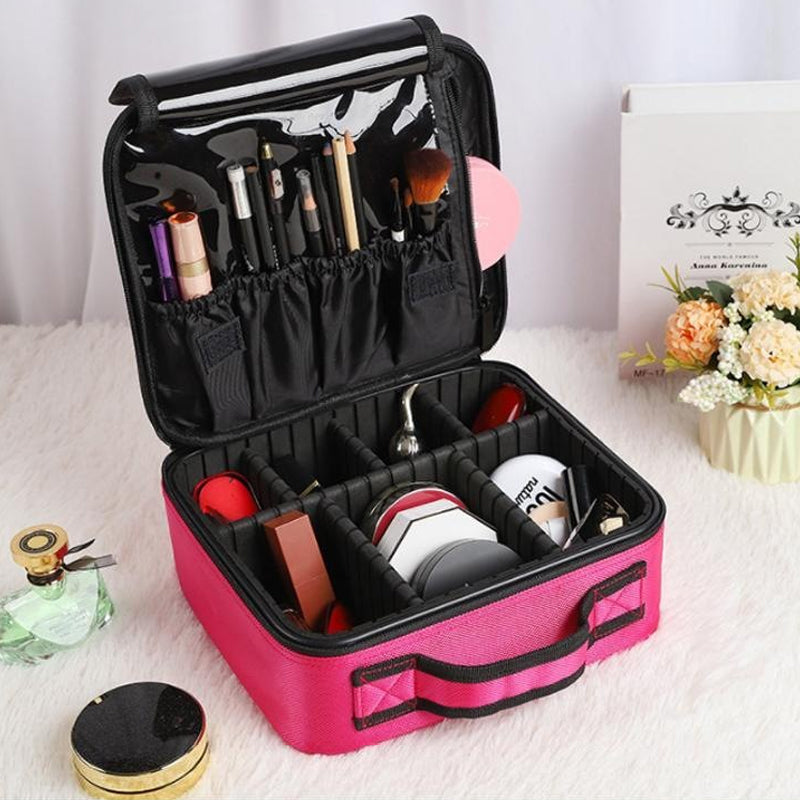 Makeup kosmetikk oppbevaringsboks med justerbar rom | Luvikno
