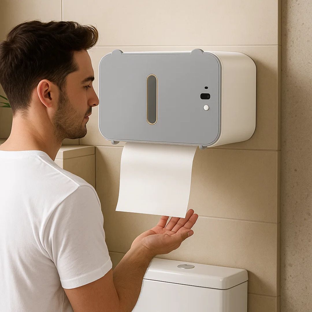 CleanGuard | Berøringsfri Toalettpapirdispenser – Sensorsensitiv – Auto-Fold Snitt – For Travle Toaletter Luvikno