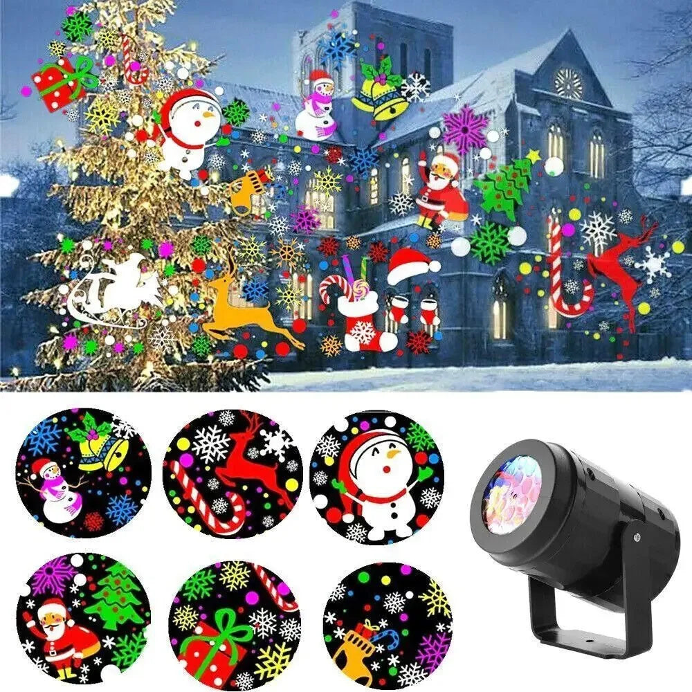 Luvikno | LED juleprojektor snøfnugg lysshow – Vanntett utendørslampe med 16 mønstre