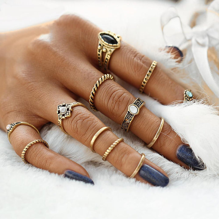 12 Delers Stable Boho Krystallringer | Luvikno