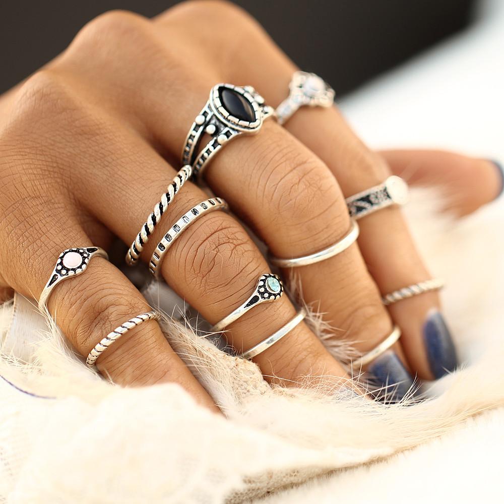 12 Delers Stable Boho Krystallringer | Luvikno
