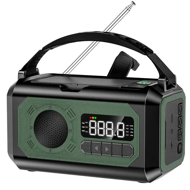 StormGuard Vær-radio – 12000mAh Nød-radio med Power Bank, Doble Solcellepaneler og NOAA | Luvikno