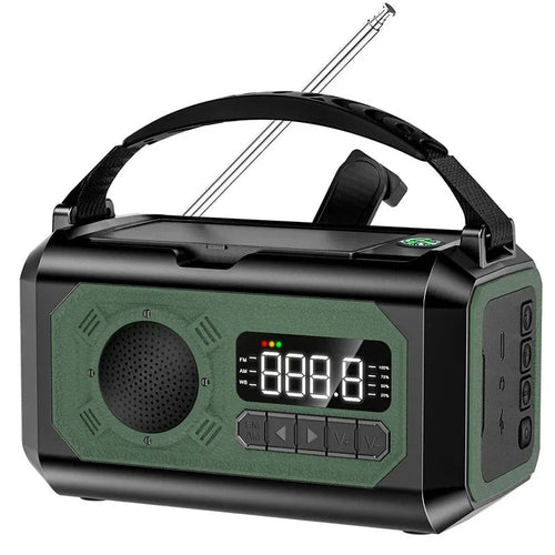 StormGuard Vær-radio – 12000mAh Nød-radio med Power Bank, Doble Solcellepaneler og NOAA | Luvikno