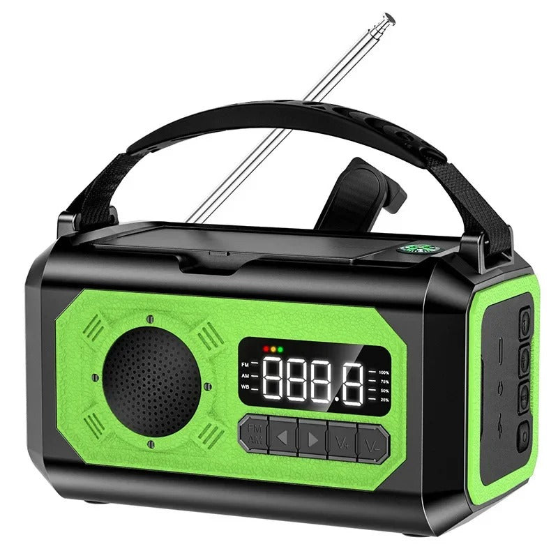 StormGuard Vær-radio – 12000mAh Nød-radio med Power Bank, Doble Solcellepaneler og NOAA | Luvikno