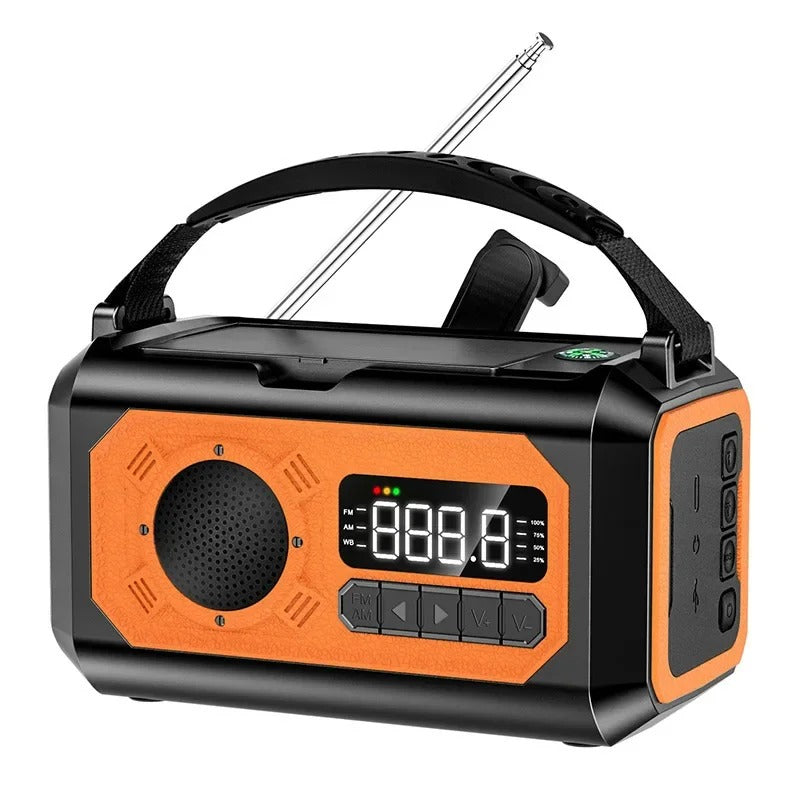 StormGuard Vær-radio – 12000mAh Nød-radio med Power Bank, Doble Solcellepaneler og NOAA | Luvikno