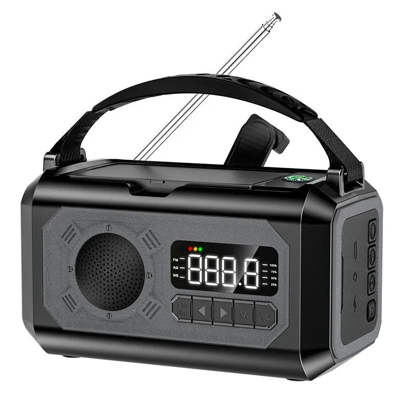 StormGuard Vær-radio – 12000mAh Nød-radio med Power Bank, Doble Solcellepaneler og NOAA | Luvikno