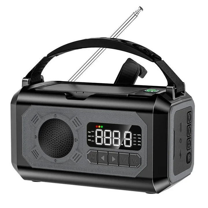 StormGuard Vær-radio – 12000mAh Nød-radio med Power Bank, Doble Solcellepaneler og NOAA | Luvikno