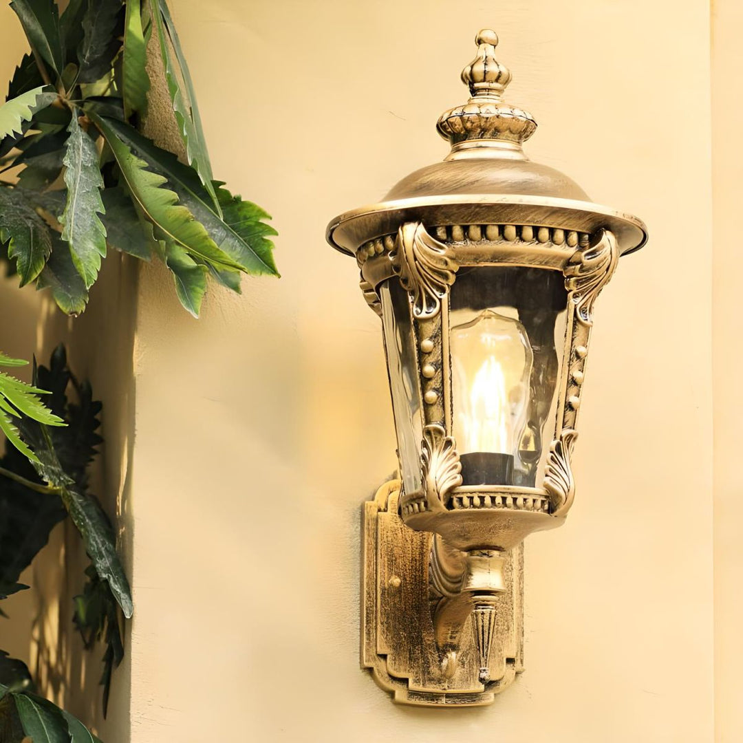 Utendørs Vintage Glass Vegg Lantern Lys Luvikno