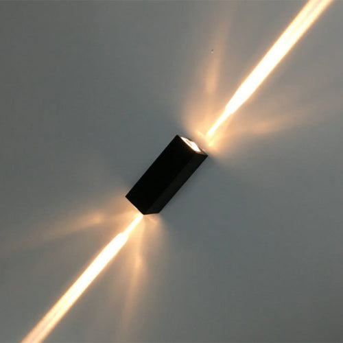 Metallisk rektangulær vegglampe Enkel stil 2 lys Svart finish vegglampe i varmt/hvitt lys for hotell | Luvikno