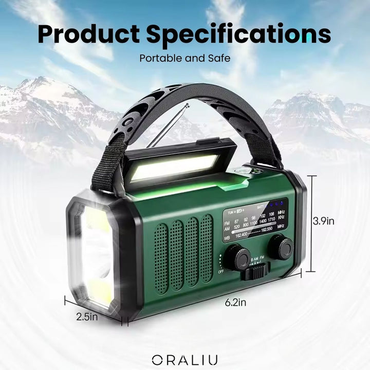 Luvikno | Solcelle Nødradio med Power Bank – Håndspak og LED-lommelykt for Camping og Utendørsbruk