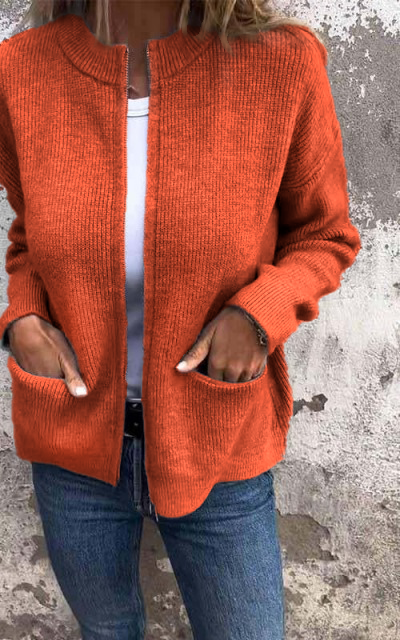 Luvik | Neuletakki - Pyöreä kaulus & Vetoketju - Pehmeä puuvilla