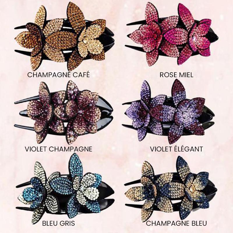 Double Flower Rhinestone Hair Pin | Luvikno