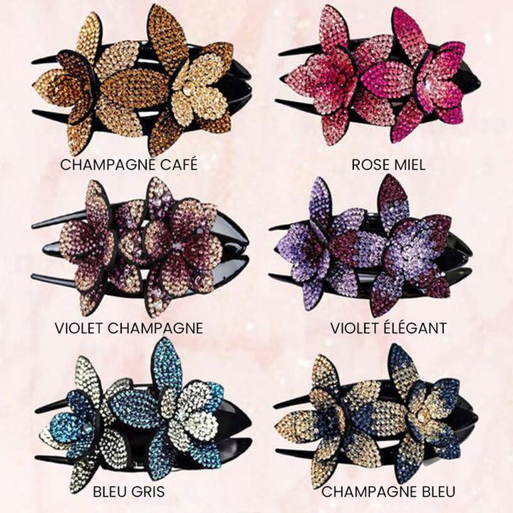 Double Flower Rhinestone Hair Pin | Luvikno