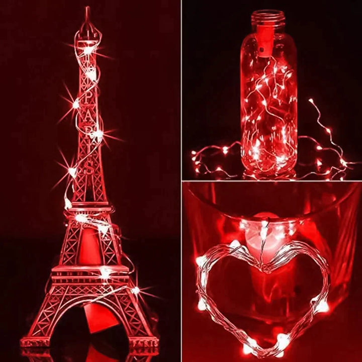 LED Vinflaske Lys Kork Nattlys DIY Dekor Hev - Bit | Luvikno