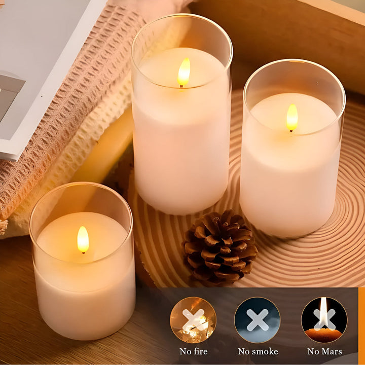 3D Flicker Flammeløs Lys Sett | Luvikno