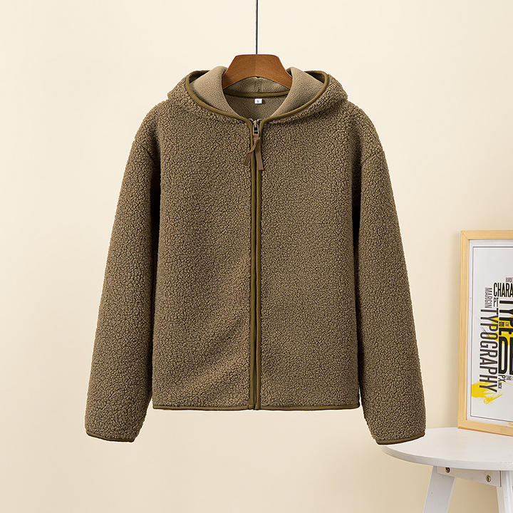 Luvik | Damejakke laget av varmt fleece-materiale, langermet hettegenser med glidelås