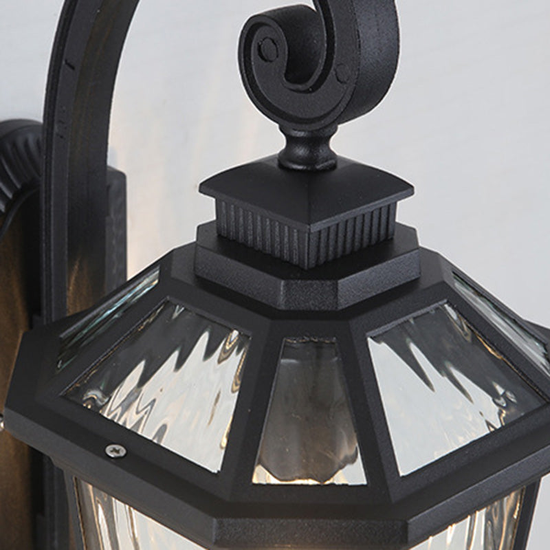 Tradisjonell europeisk vanntett aluminium glass oktagon sylinder 1-lykt vegglampe for hage | Luvikno