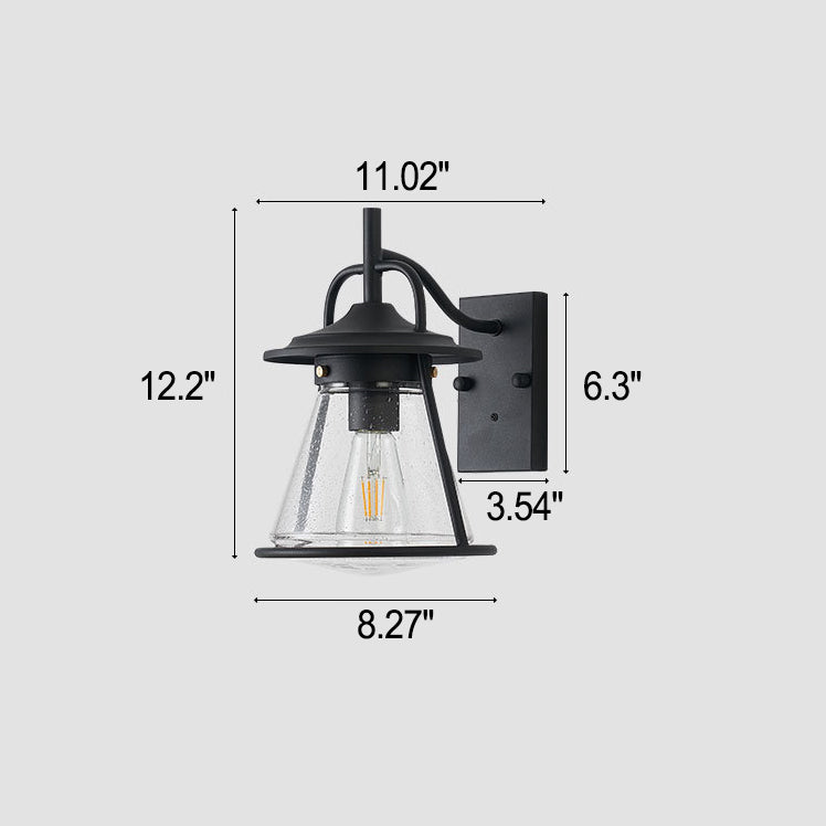 Vanntett Glass Cone Shade 1-Lys Utendørs Vegglampe | Luvikno