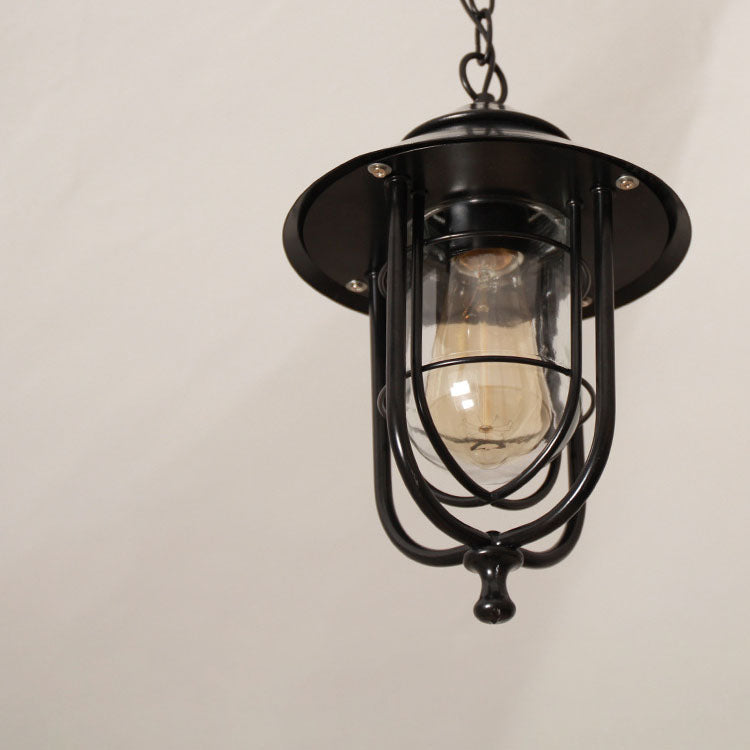 Industriell vintage aluminium bur glass 1-lampe utendørs vanntett pendellampe | Luvikno