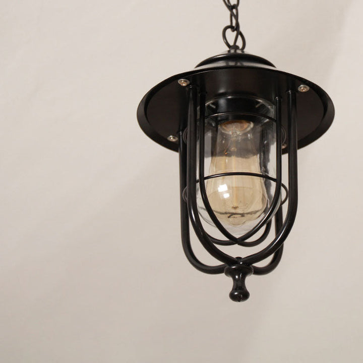 Industriell vintage aluminium bur glass 1-lampe utendørs vanntett pendellampe | Luvikno
