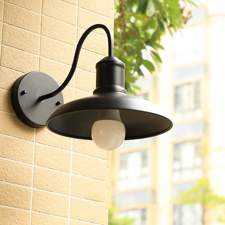 Retro Loft Dome Jern Utendørs Vanntett 1-Lyskilde Buet Arm Vegglampe | Luvikno