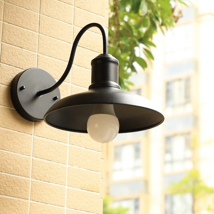 Retro Loft Dome Jern Utendørs Vanntett 1-Lyskilde Buet Arm Vegglampe | Luvikno