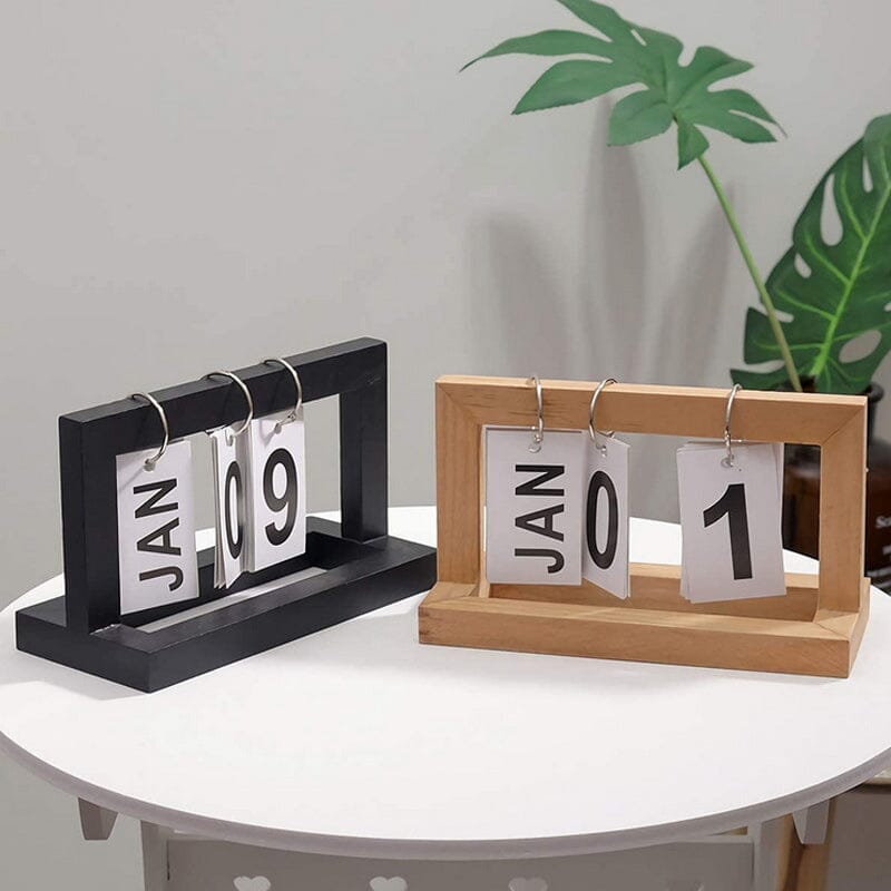 Dutch Teak Wood Skrivebordskalender | Luvikno