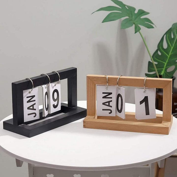 Dutch Teak Wood Skrivebordskalender | Luvikno