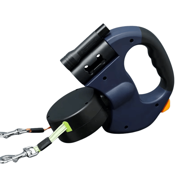 Luvikno | Duoglow Double Hundeleash med LED-lampe, 360° Rotterende Hengsel, 30 kg Kapasitet